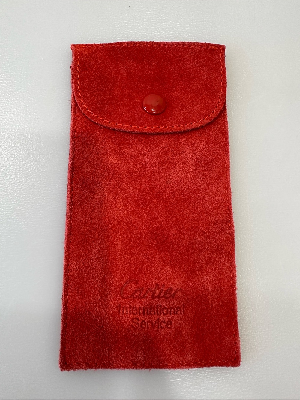 AUTENTIC CARTIER International Service Red Suede Jewelry Pouch Case Travel - Picture 2 of 5
